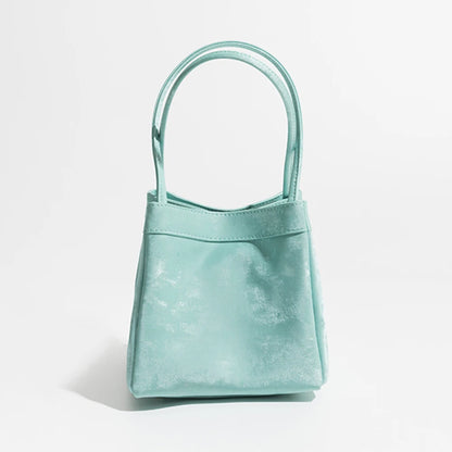 Custom Name Suede Leather Shoulder Bag with Top Handle