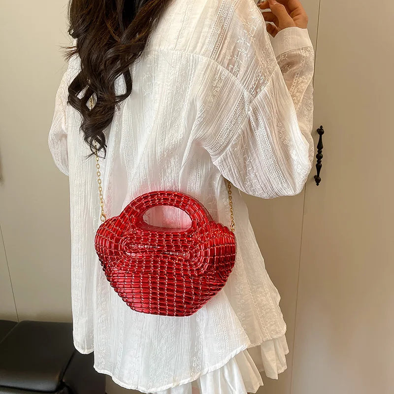 Metallic Acrylic Woven Handbag