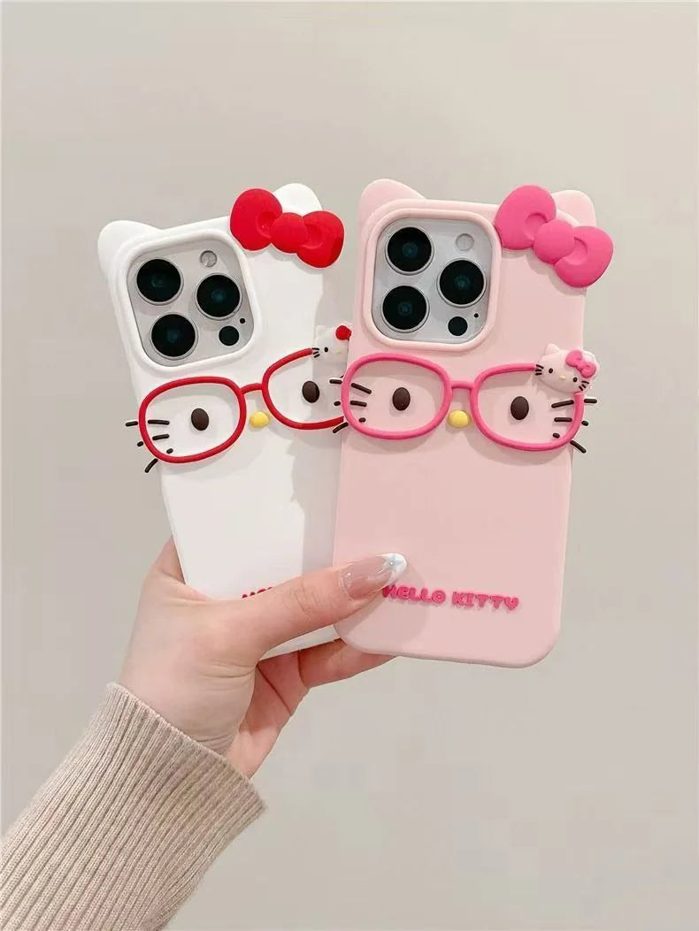 3D Cartoon Cat Silicone Phone Case for iPhone