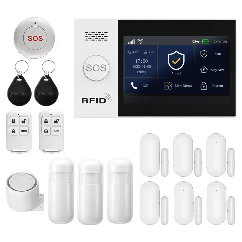 Tuya Security Alarm Kit with Touch Screen & Sensors