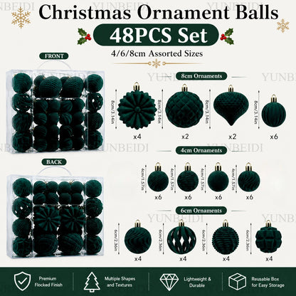 48-Piece Velvet Christmas Bauble Set