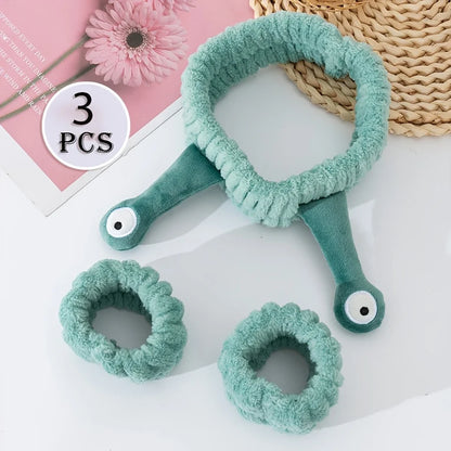 Coral Velvet Spa Headband & Wrist Towel Set