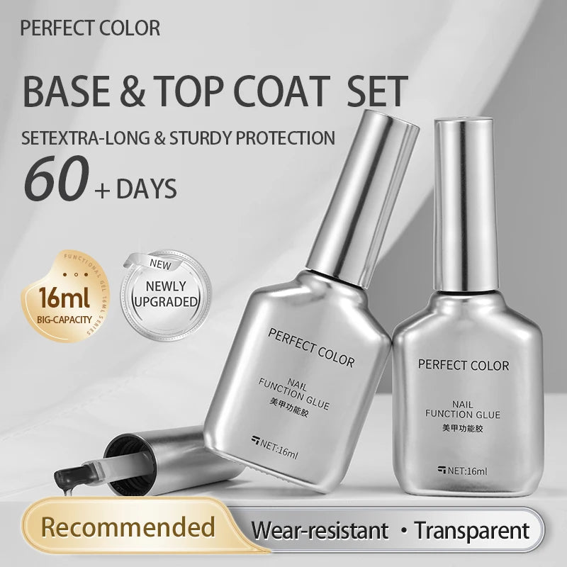 PERFECT COLOR No Wipe Gel Base & Top Coat Set