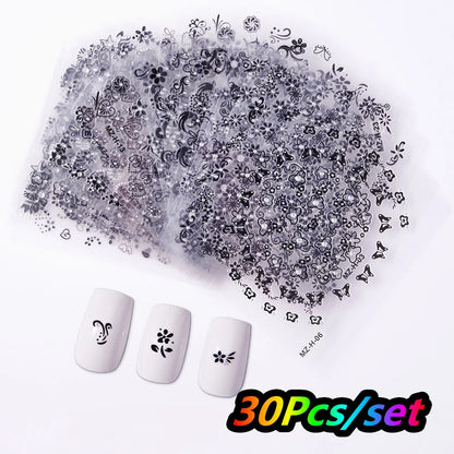 3D Glitter Flower Nail Stickers