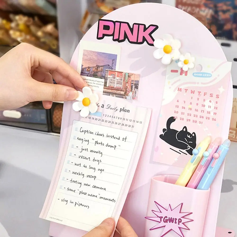 Desktop Magnetic Message Board with Storage Shelf