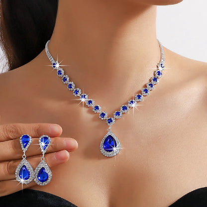 Crystal Water Drop Necklace & Earring Set