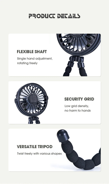 Portable Flexible Tripod Fan