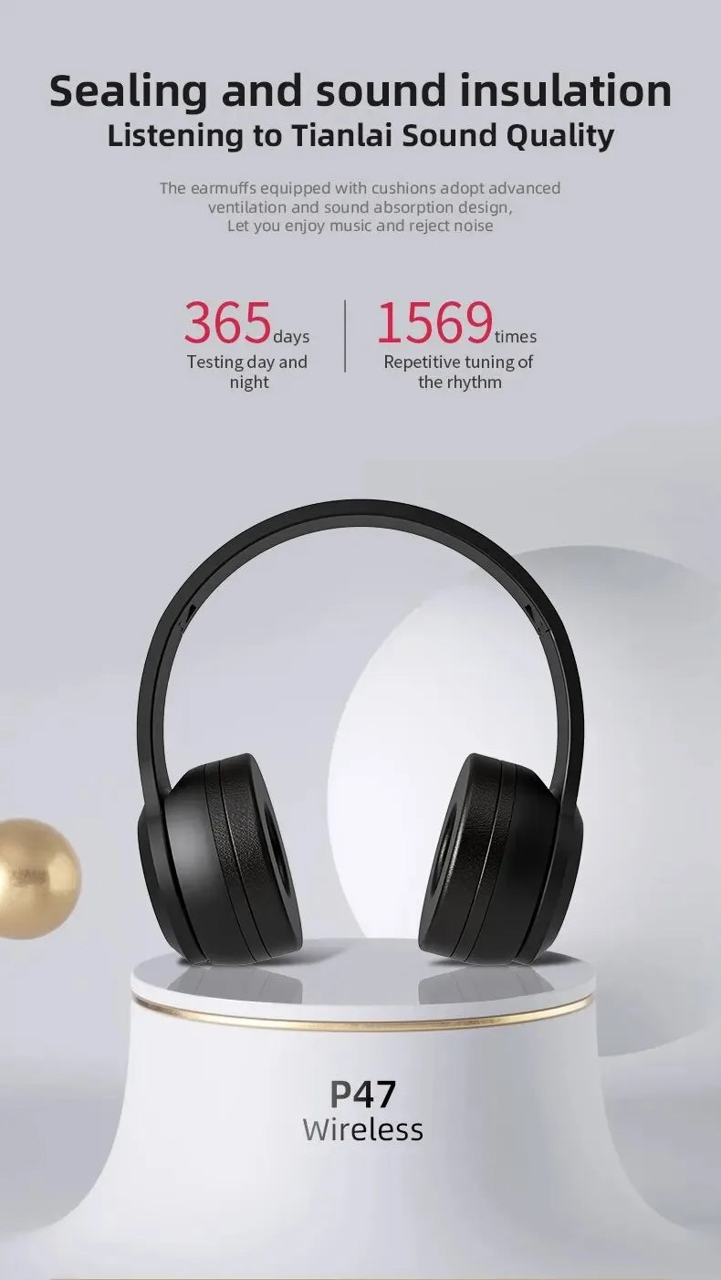 P47 Wireless Bluetooth Foldable Headphones