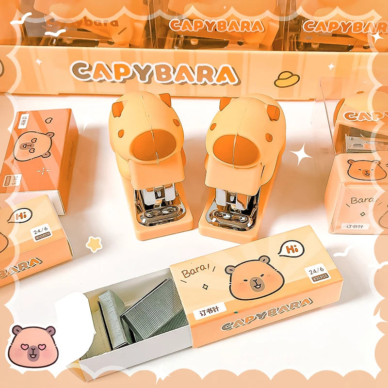 Cute Capybara Stapler with Staples for School & Office