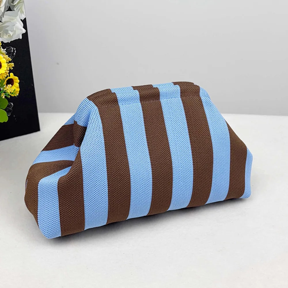 Bright Striped Knit Cloud Bag