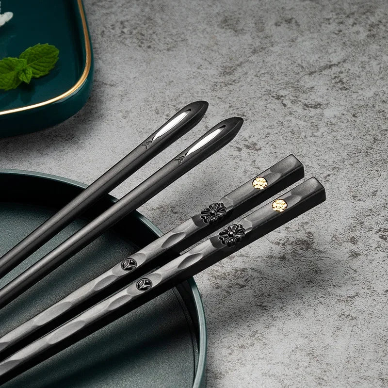 5 Pairs Stainless Steel Non-Slip Chopsticks Set
