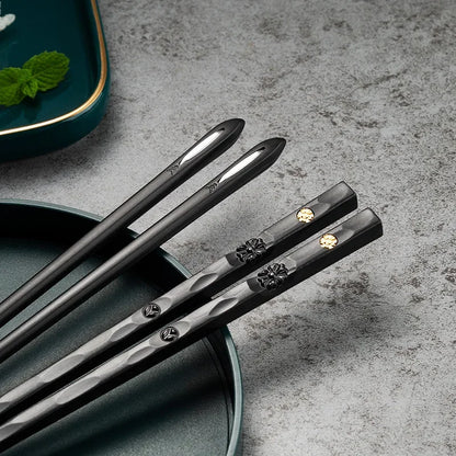 5 Pairs Stainless Steel Non-Slip Chopsticks Set