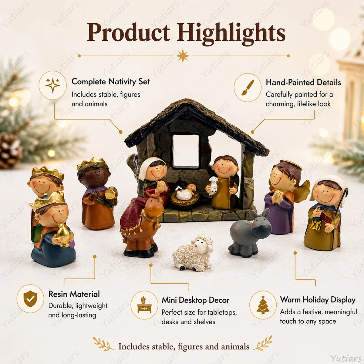 Resin Christmas Nativity Figurine Set