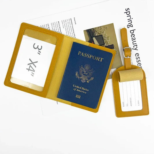 PU Leather Passport Holder & Luggage Tag Set