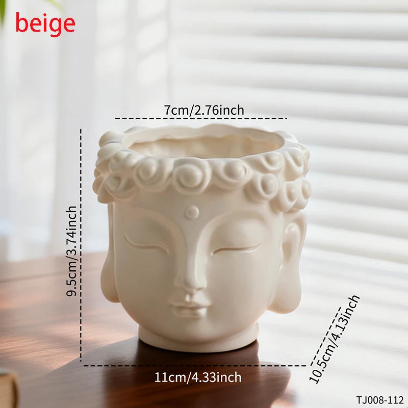 Meditation Face Resin Planter Pot