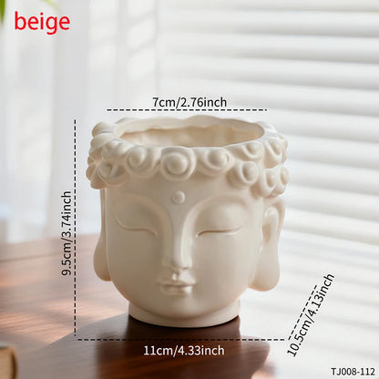 Meditation Face Resin Planter Pot