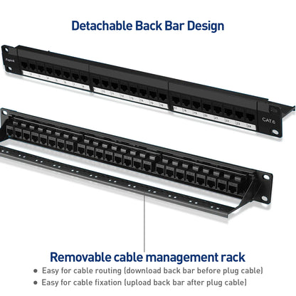 19-Inch RJ45 Keystone Patch Panel with Inline Couplers