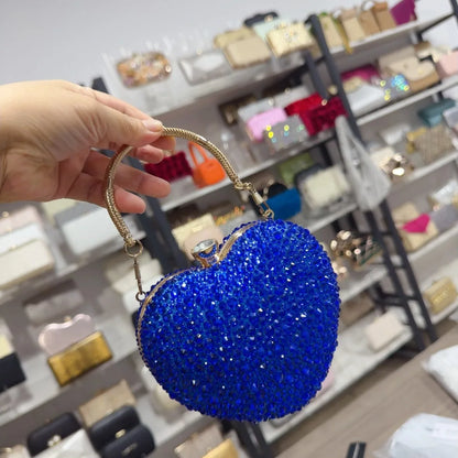 Luxury Heart Crystal Rhinestone Evening Clutch Bag