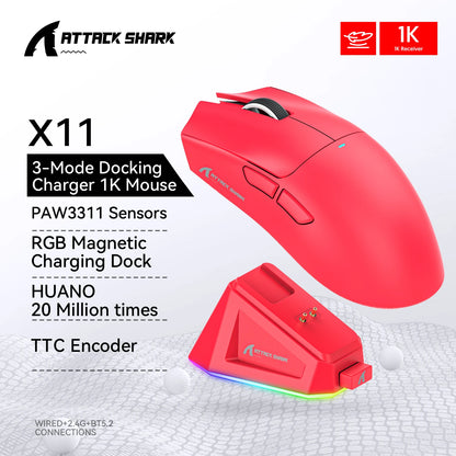 Ultra-Light RGB Gaming Mouse with PAW3311 Sensor & Magnetic Charging