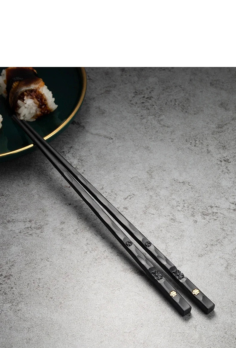 5 Pairs Stainless Steel Non-Slip Chopsticks Set