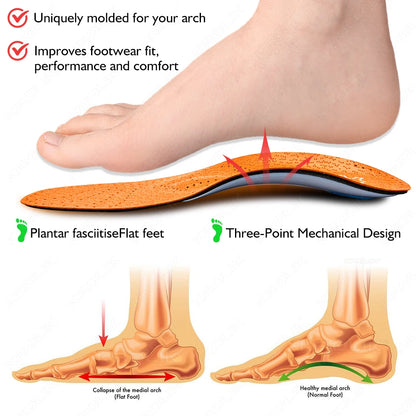 Leather Orthotic Arch Support Insoles