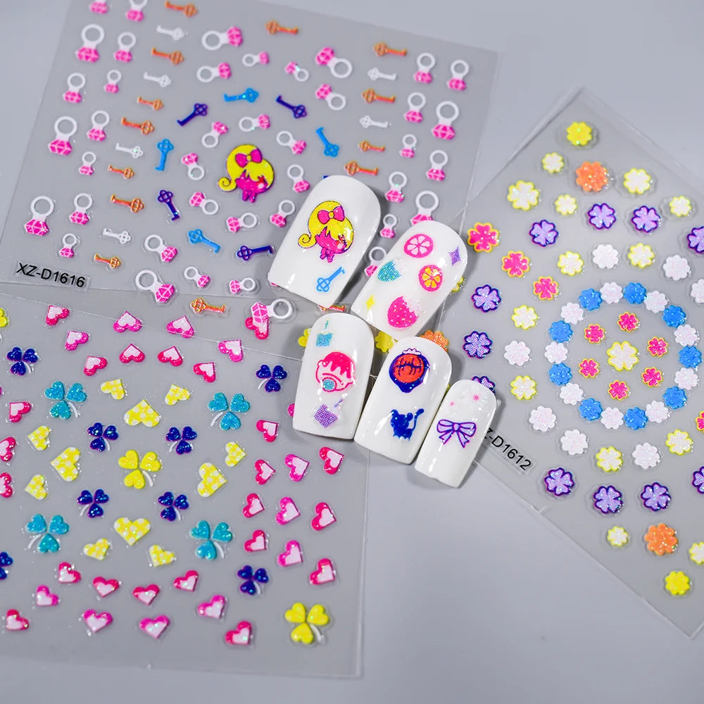 3D Glitter Flower Nail Stickers
