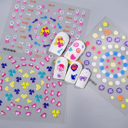 3D Glitter Flower Nail Stickers