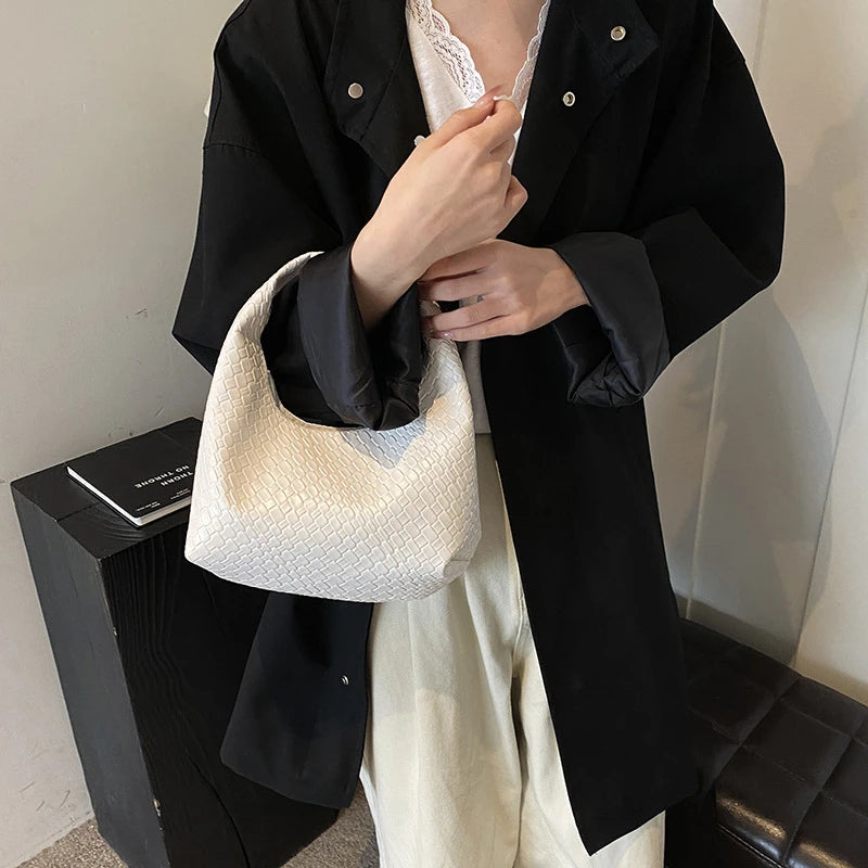 Women’s Woven Embossed PU Leather Hobo Shoulder Bag