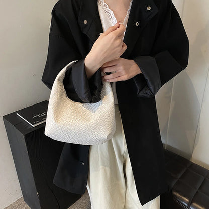 Women’s Woven Embossed PU Leather Hobo Shoulder Bag