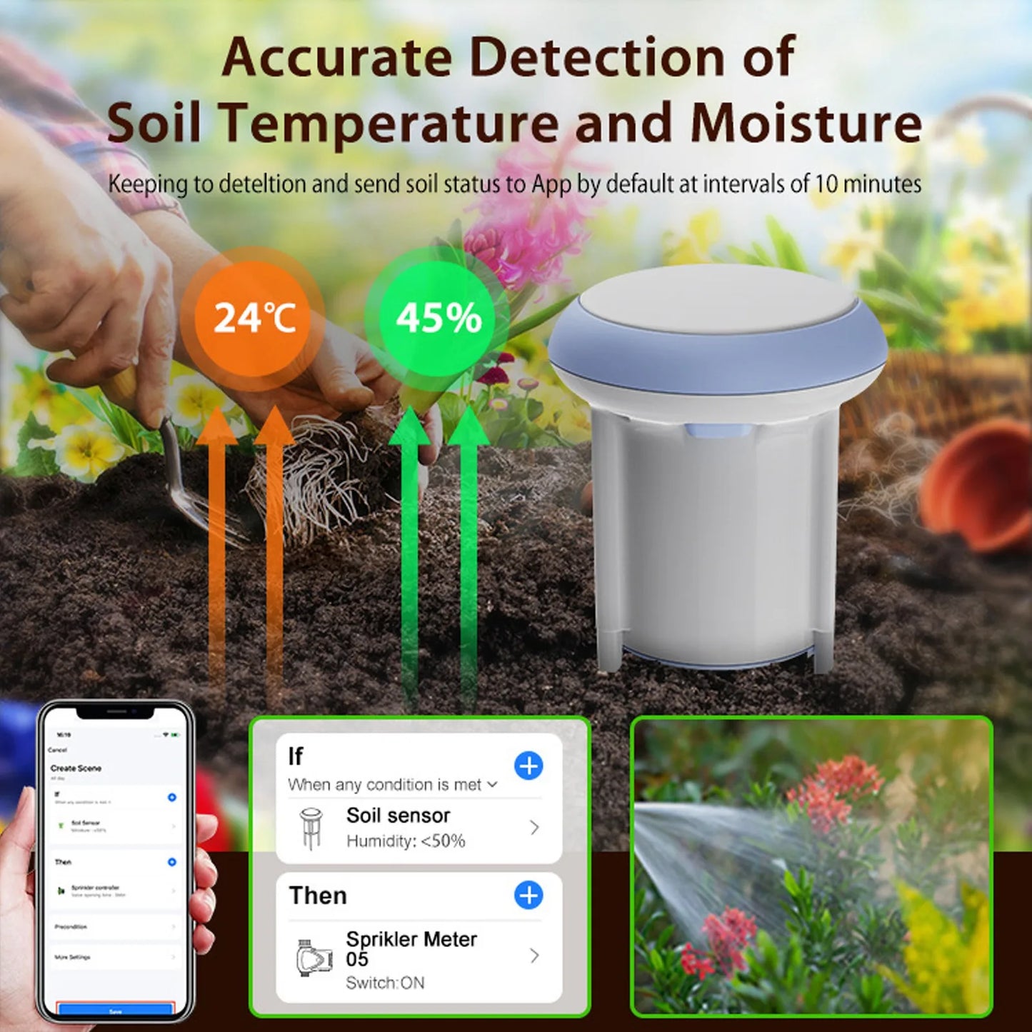 Smart WiFi Soil Temperature & Humidity Sensor