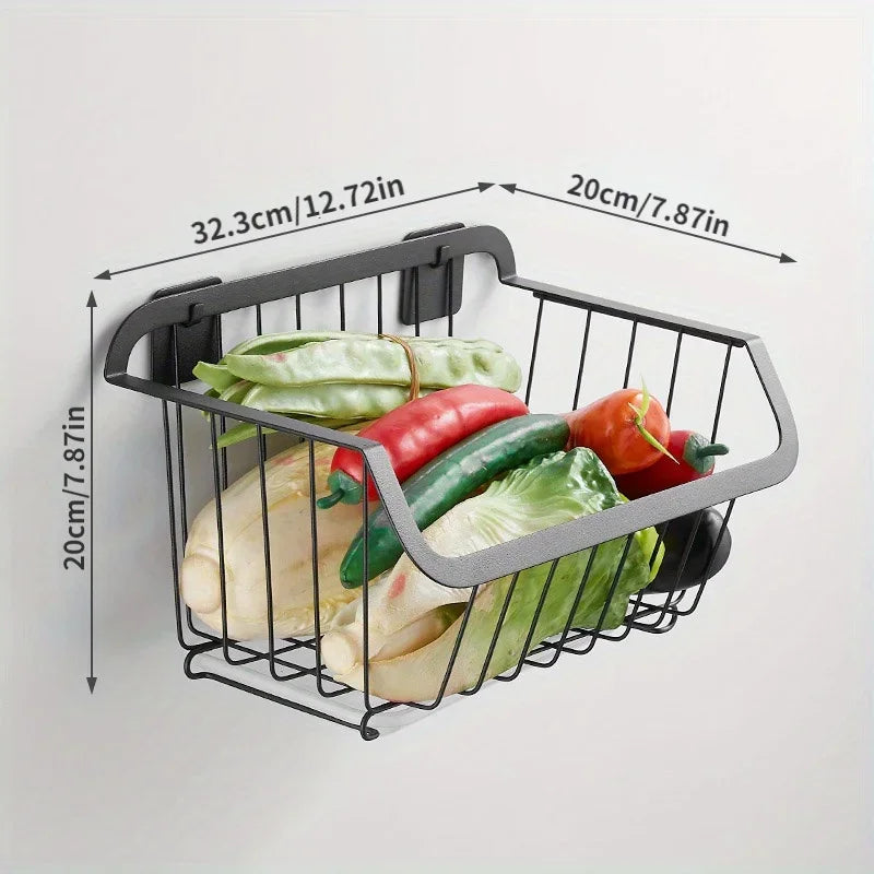 Stainless Steel Wall-Mounted Kitchen Storage Basket
