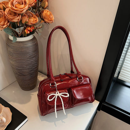 Bow Accent Shoulder Handbag