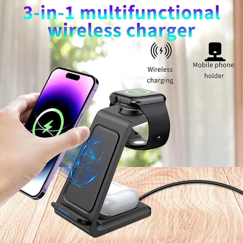 3-in-1 Portable Magnetic Wireless Charging Stand