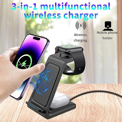 3-in-1 Portable Magnetic Wireless Charging Stand