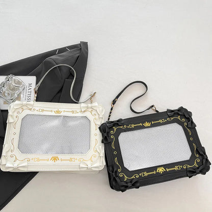 Y2K Bow Ita Bag Transparent Pocket Crossbody Handbag