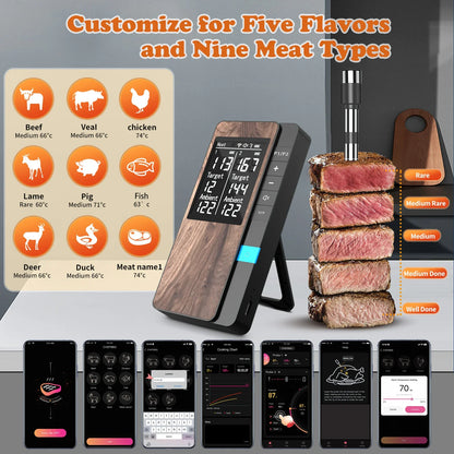 Wireless Bluetooth Meat Thermometer with LED Display