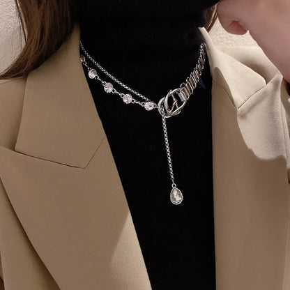 Geometric Crystal Choker Pendant Necklace