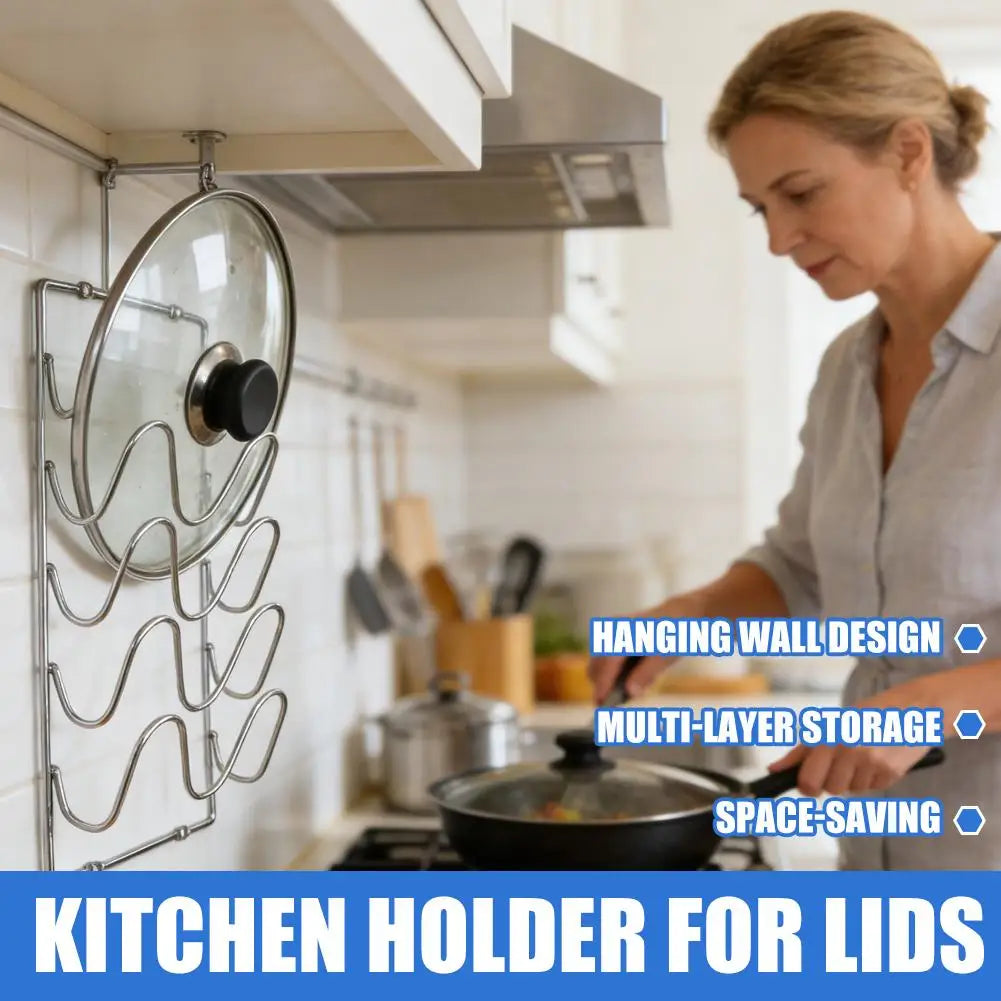 Wall Mounted Pot Lid Organizer Rack
