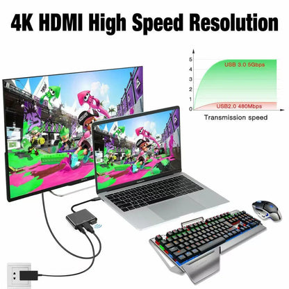 3-in-1 USB-C Hub with 4K HDMI, USB 3.0 & 100W PD Charging