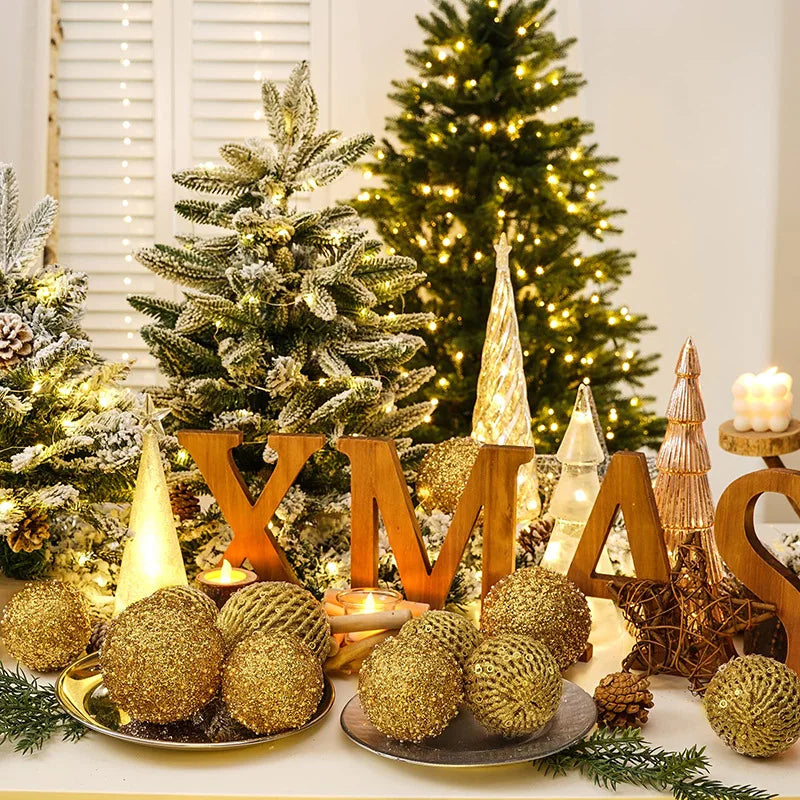 12-Piece Glitter Christmas Bauble Set