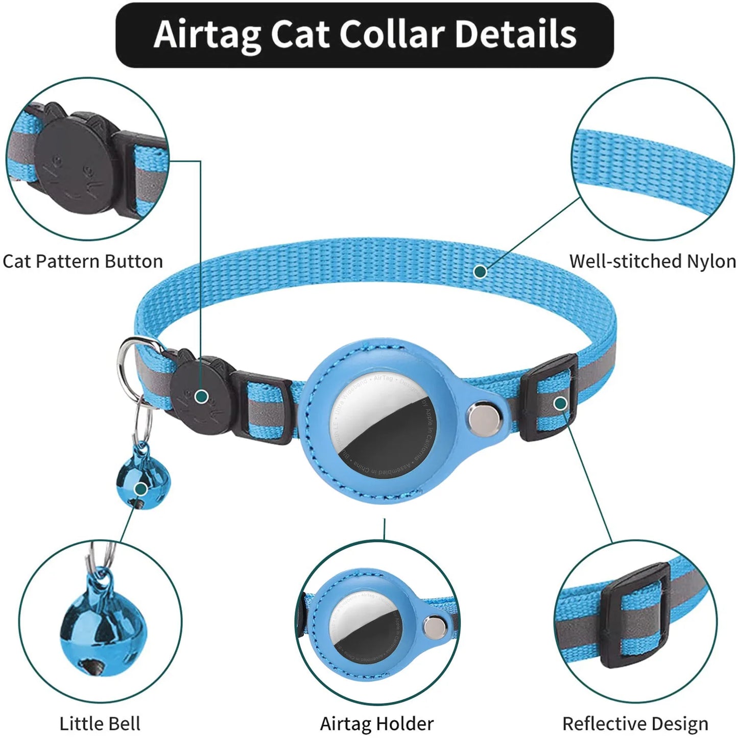 Adjustable Kitten Collar with AirTag Case