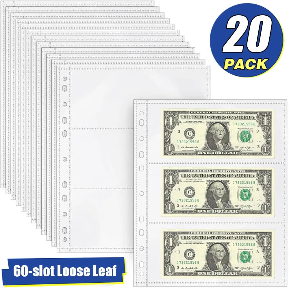 3-Slot Banknote Collection Album Pages