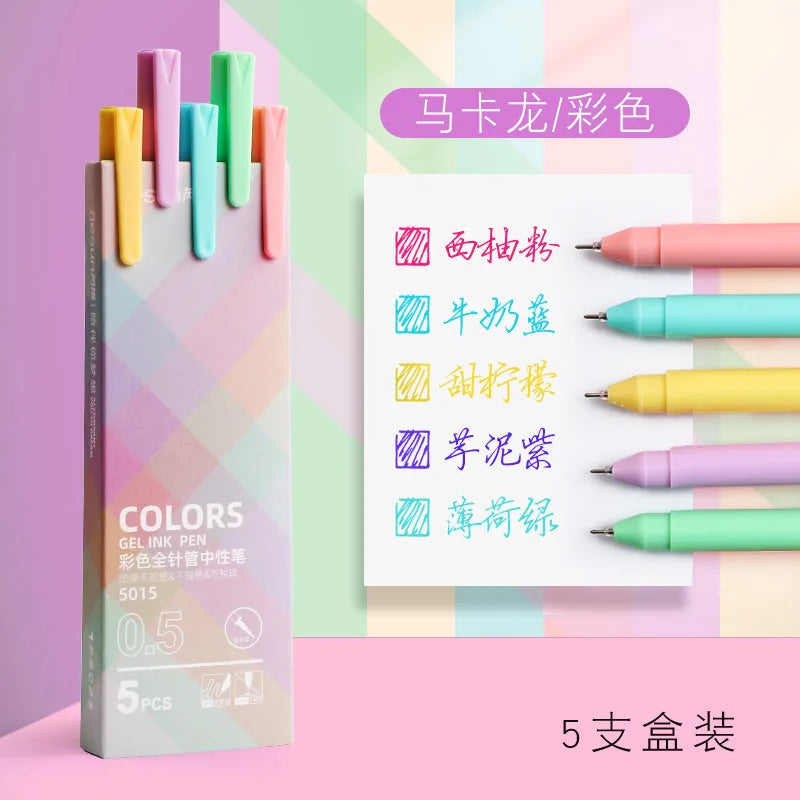 5Pcs Retro Colored Gel Pen Set 0.5 mm