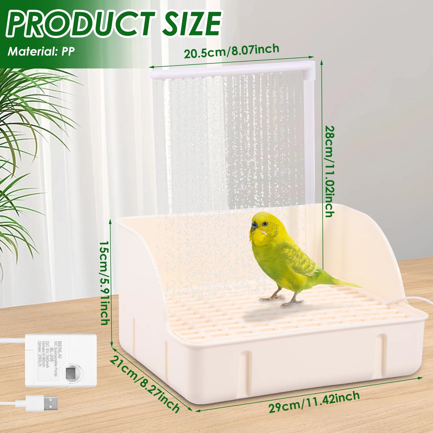 Automatic Bird Bath with Circulating Water Fountain