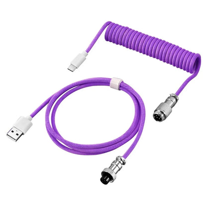 3M Coiled USB-C Mechanical Keyboard Cable – Detachable Aviator Connector