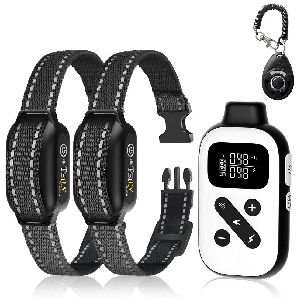 IPX7 Waterproof Remote Dog Training Collar with Auto Anti-Bark Mode
