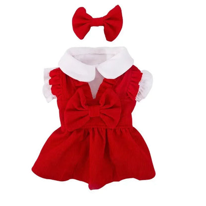 Winter Bow Knot Dog Dress