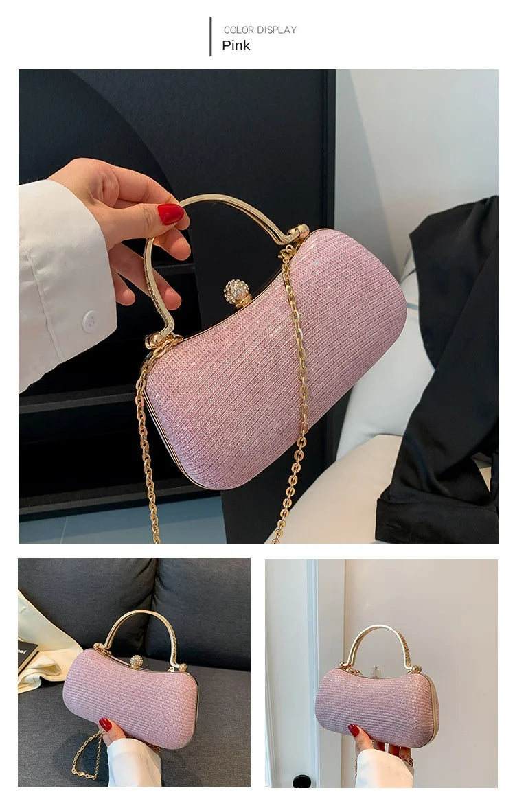 Heart-Shaped Evening Clutch Bag with Chain Strap