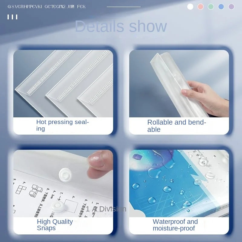 Clear A4 Document Folder with Snap Button