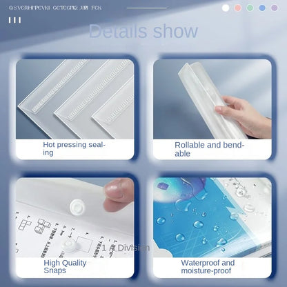 Clear A4 Document Folder with Snap Button